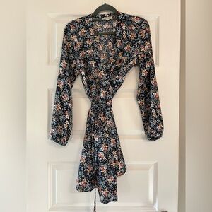 Loft Floral Wrap Dress with Long Sleeves